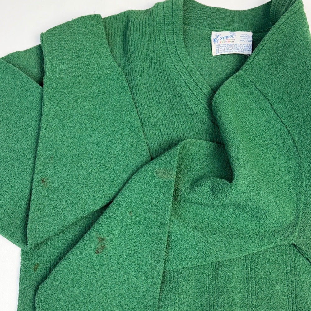 1960's  WPL Kelly Green V-Neck Knit Vintage Exmoor  Sweater Classic Quiet Luxury - Picture 4 of 6